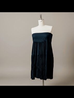 NWOT Carole Little Pettites Black Tiered Maxi Skirt/Strapless Mini Dress Size 8